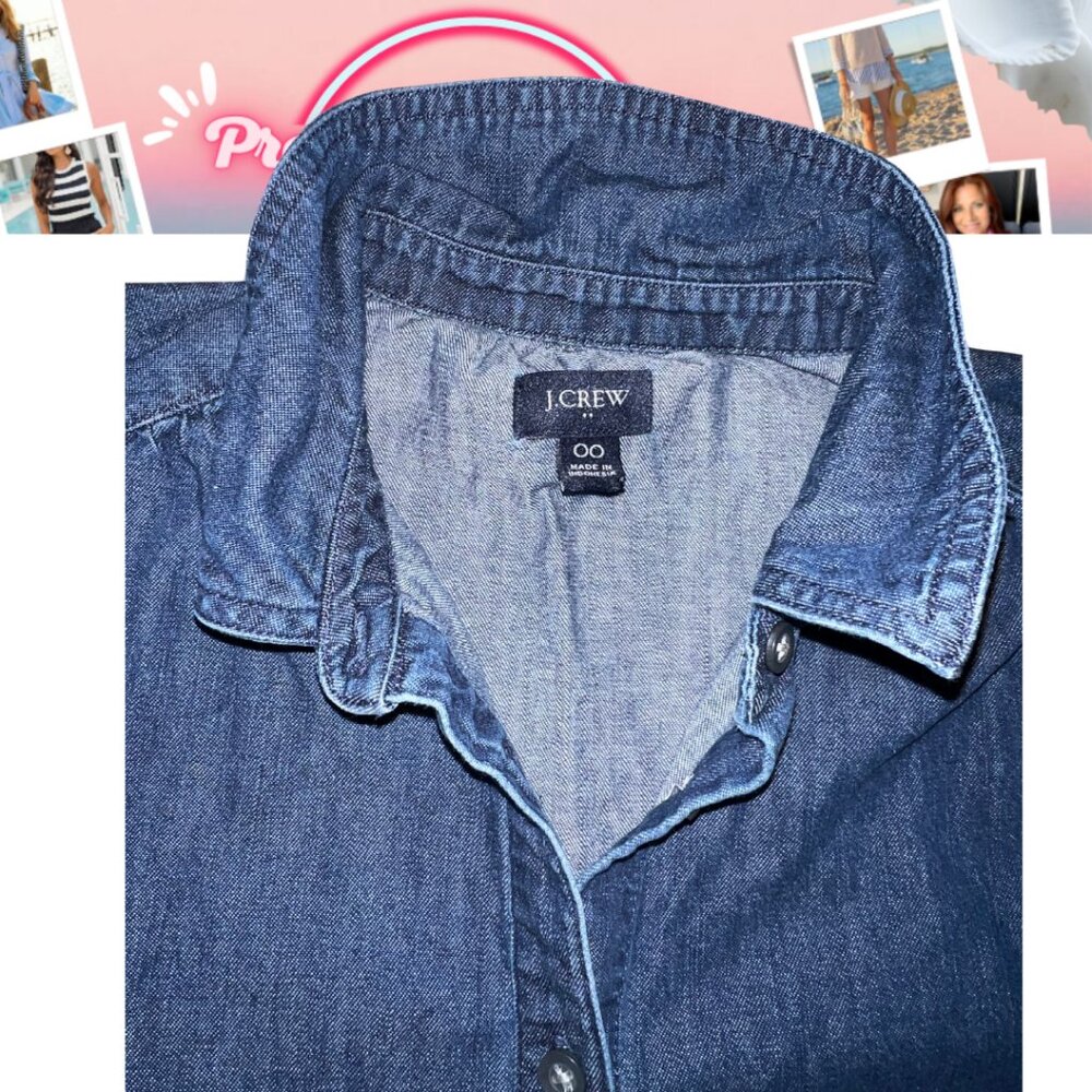 👗 J.Crew Chambray Button-Front Shirt Dress – Size 00 XXS – Denim Blue - Picture 2 of 7